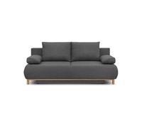 Banquette convertible 3 places MIKA - Tissu gris - Coffre de rangement - L 192 x H 84 x P 93 cm