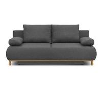 Banquette convertible 3 places MIKA - Tissu gris - Coffre de rangement - L 192 x H 84 x P 93 cm