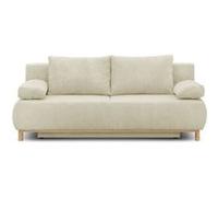 Banquette convertible 3 places MIKA - Velours côtelé Beige - Coffre de rangement - L 192 x H 84 x P 93 cm