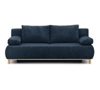 Banquette Convertible 3 Places Mika - Velours Côtelé Bleu Foncé - Coffre De Rangement - L 192 X H 84 X P 93 Cm Bleu