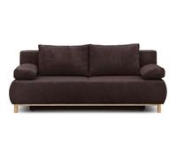 Banquette convertible 3 places MIKA - Velours côtelé marron foncé - Coffre de rangement - L 192 x H 84 x P 93 cm