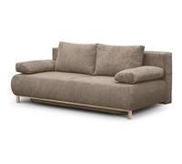 Banquette convertible - 3 places - MIKA - Velours côtelé Taupe - Avec coffre de rangement - 192 x 93 x 84 cm