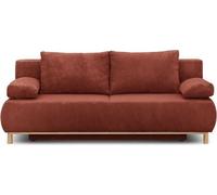 Banquette convertible 3 places MIKA - Velours côtelé Terracotta - Coffre de rangement - L 192 x H 84 x P 93 cm
