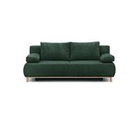 Banquette convertible 3 places MIKA - Velours côtelé Vert foret - Coffre de rangement - L 192 x H 84 x P 93 cm