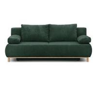 Banquette convertible 3 places MIKA - Velours côtelé Vert foret - Coffre de rangement - L 192 x H 84 x P 93 cm Vert