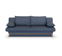 Banquette convertible - 3 places - NAOTO - Tissu bleu foncé - Coffre de rangement - 202 x 98 x 98 cm