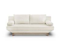 Banquette convertible 3 places TEIJO - Tissu bouclette beige - Coffre de rangement - L187 x P91x H82 cm