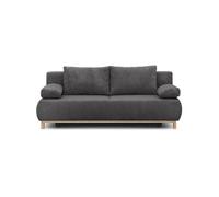 Banquette convertible 3 places MIKA - Velours côtelé gris foncé - Coffre de rangement - L 192 x H 84 x P 93 cm