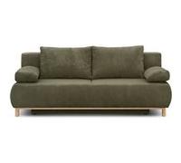 Banquette convertible 3 places - Velours côtelé vert kaki - Coffre de rangement - L 192 x H 84 x P 93 cm Vert Kaki G