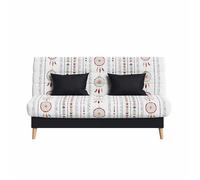 Banquette convertible SOHO clic clac, couchage 130x190 avec rangement intégré + 2 coussins OFFERTS, Blanc à motifs
