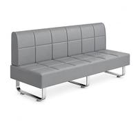 Banquette d’Accueil en Similicuir PU, Canapé Moderne pour Salle d’Attente | Assise Professionnelle Robuste avec Dossier Ergonomique pour Bureau, Salon, Clinique, Spa et Hôtel(Gray,150cm/59.1in)