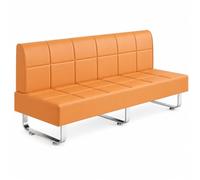 Banquette d’Accueil en Similicuir PU, Canapé Moderne pour Salle d’Attente | Assise Professionnelle Robuste avec Dossier Ergonomique pour Bureau, Salon, Clinique, Spa et Hôtel(Orange,130cm/51.2in)
