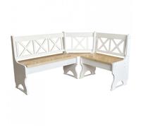 Banquette d’angle en bois massif de pin blanc - assise en pin verni - 150 x 180 cm