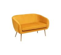 Banquette d'assise avec 2 places en velours coloris Ocre - longueur 124 x Profondeur 74 x Hauteur 76 cm --