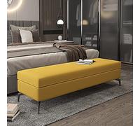 Banquette de Bout de lit Luxueuse avec Rangement, Banc de Rangement en Similicuir avec Repose-Pieds, Banc Multifonction de décoration de qualité supérieure - Jaune (31 x 18 x 18 po