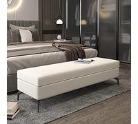 Banquette de Bout de lit Luxueuse avec Rangement, Banc de Rangement en Similicuir avec Repose-Pieds, Banc Multifonction de décoration de qualité supérieure - Blanc (31 x 18 x 18 po