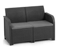 Banquette de jardin Allibert by SanRemo en résine imitation rotin tressé graph