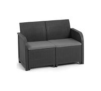 Banquette De Jardin - Allibert By - Sanremo - En Résine Imitation Rotin Tressé - Gris Graphite