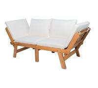 Banquette de jardin convertible en bois d'acacia - 2 places - Avec coussins - KAYDA - Crème