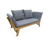 Banquette de jardin grise 2/3 places Jalance. accoudoirs modulables 155/200x72x74.5cm