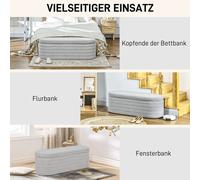 Banquette de lit HOMCOM avec espace de stockage pieds en bois tissu Teddy-Fleece haute stabilité 116x41x40.5cm grise