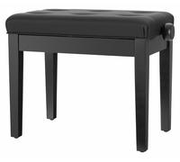 Banquette de Piano Banc Tabouret en Bois Massif et Similicuir Réglable Noir Mat