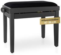 Classic Cantabile Banquette de Piano Noyer foncé Mat | bois massif, housse en velours côtelé noir, assise 55 x 32 cm, mécanisme de broche, pieds en caoutchouc antidérapants