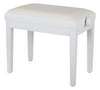 Banquette de Piano Clavier Tabouret Banc Reglable Similicuir en Bois Blanc Mat
