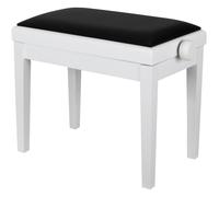 Banquette de Piano Clavier Tabouret Banc Reglable Similicuir Noir Bois Blanc Mat