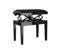 Banquette de Piano Gewa Deluxe Autolift avec réglage en Hauteur Confortable, Bois Massif, Noir Brillant, revêtement d'assise en Vinyle Noir