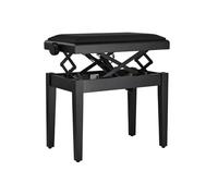 Banquette de Piano Gewa Deluxe Autolift avec réglage en Hauteur Pratique, Bois Massif, Noir Mat, revêtement d'assise en Vinyle Noir
