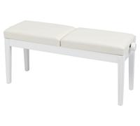Banquette de Piano Régable Tabouret Banc Clavier Deux Places Bois Blanc Brillant