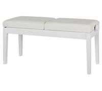 Banquette de Piano Régable Tabouret Banc Clavier Deux Places Bois Blanc Mat