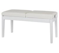 Banquette de Piano Régable Tabouret Banc Clavier Deux Places Bois Blanc Mat