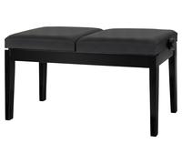 Banquette de Piano Régable Tabouret Banc Clavier Deux Places Bois Noir Brillant