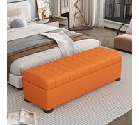 Banquette de Rangement en Cuir avec Coffre de Stockage, Banc Bout de Lit Capitonnée, Pouf Rembourré Imperméable pour Chambre Salon Entrée, Cadre en Bois Massif et Siège Élégant(C,90cm/35.4in)