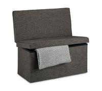 Banquette de rangement pliable 77 L gris tabouret de rangement en lin amovible