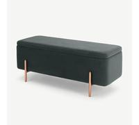 Banquette de Rangement Rembourrée, Structure en Bois Massif, Revêtement en Velours, Pieds en Métal, Rangement Dissimulé, Rembourrage en Mousse, Convient au Salon(Gray,100*45*45cm/39*18*18in)