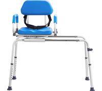 Banquette de transfert SucceBuy avec baignoire coulissante avec siège pivotant à 360°, accoudoir pivotant, siège rembourré et ceinture de sécurité, chaise de bain réglable en hauteur pour personnes âg