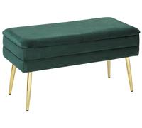 Beliani Banquette d'Intérieur en Velours Vert avec Pieds Dorés et Coffre Rangement Durham