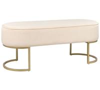 Banquette en Velours Crème Uni sur Pieds Dorés Rembourrage en Mousse Milry