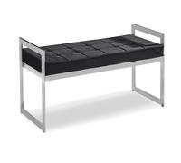 Banquette en Velours "Topez" 94cm Noir & Argent