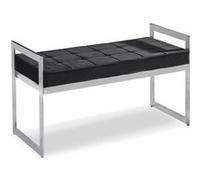 Menzzo Banquette Lady - Velours Noir & Pieds Métal Argent, Banquette 2 Places, Assise Confortable pour Salon, Chambre ou Entrée
