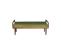 Banquette en velours vert, 2 places, accoudoirs en manguier, 4 pieds - Chehoma, FARROW - 136x56x51 cm
