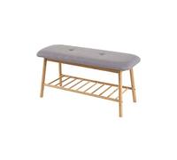 Banquette Étagère À Chaussures Hwc-D90 Banc Rembourré, Rangement Pour Chaussures, Bambou 44x90x34cm Multicolore