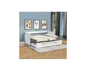 Banquette extensible MONA 90x190 + 2 sommiers + 1 tiroir / Blanc