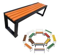 Banquette Extérieure Moderne sans Dossier, Banc de Jardin Robuste en Bois Composite et Acier, Imperméable et Anti-Corrosion pour Patio ou Espace Public, Fixation Sol 80-180cm