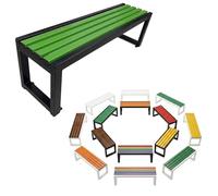 Banquette Extérieure Moderne sans Dossier, Banc de Jardin Robuste en Bois Composite et Acier, Imperméable et Anti-Corrosion pour Patio ou Espace Public, Fixation Sol 80-180cm
