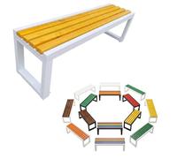 Banquette Extérieure Moderne sans Dossier, Banc de Jardin Robuste en Bois Composite et Acier, Imperméable et Anti-Corrosion pour Patio ou Espace Public, Fixation Sol 80-180cm