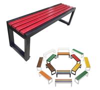 Banquette Extérieure Moderne sans Dossier, Banc de Jardin Robuste en Bois Composite et Acier, Imperméable et Anti-Corrosion pour Patio ou Espace Public, Fixation Sol 80-180cm